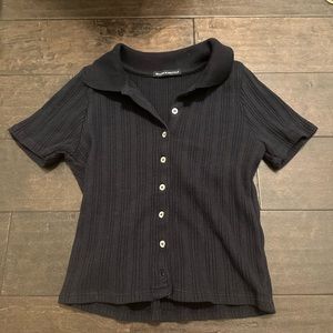 brandy collard ribbed button up top
